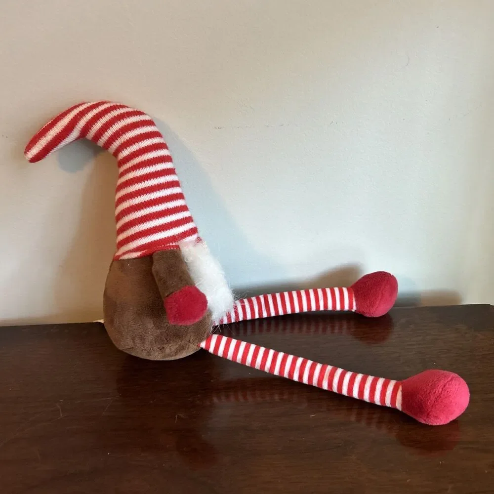 Paw Pals Holiday Christmas Gnome Squeaky Dog Toy Striped 15